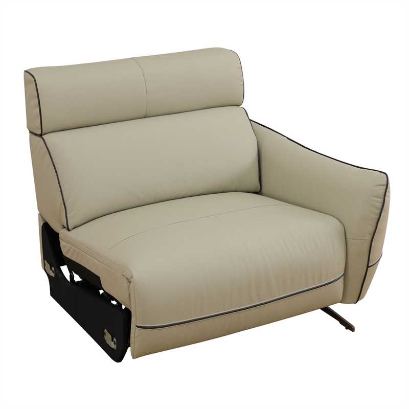CRO Decor Beige Top Grain Leather and PVC 3-Piece Living Room Recliner Sofa Set