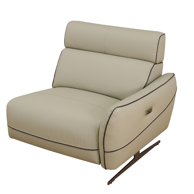 CRO Decor Beige Top Grain Leather and PVC 3-Piece Living Room Recliner Sofa Set