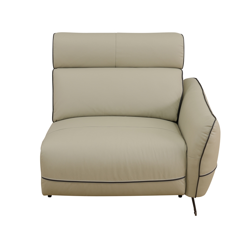 CRO Decor Beige Top Grain Leather and PVC 3-Piece Living Room Recliner Sofa Set