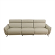 CRO Decor Beige Top Grain Leather and PVC 3-Piece Living Room Recliner Sofa Set