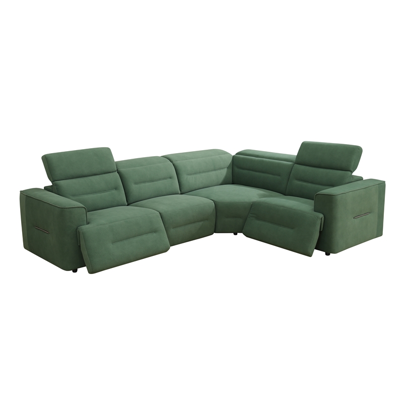 CRO Decor Green Flannel 4-Piece Living Room Recliner Sofa Set