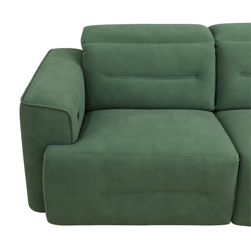 CRO Decor Green Flannel 4-Piece Living Room Recliner Sofa Set