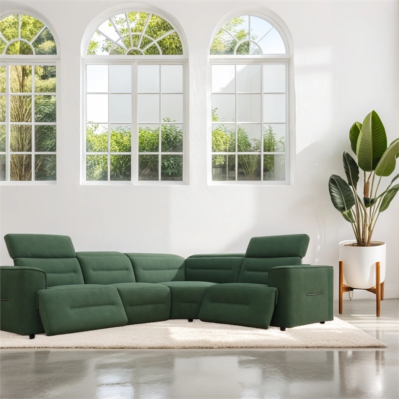 CRO Decor Green Flannel 4-Piece Living Room Recliner Sofa