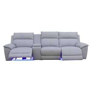 CRO Decor Grey White Lambswool 4-Piece Living Room Recliner Sofa Set