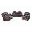 CRO Decor Brown Recycled Leather 3-Piece Couch Living Room Sofa Set