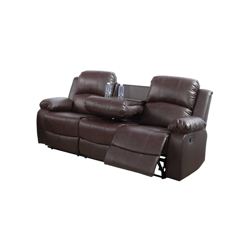 CRO Decor Brown Recycled Leather 3-Piece Couch Living Room Sofa Set
