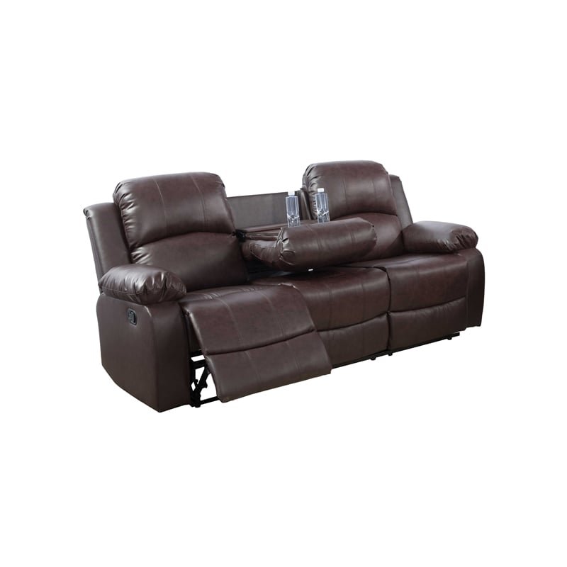CRO Decor Brown Recycled Leather 3-Piece Couch Living Room Sofa Set