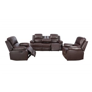 CRO Decor Brown Recycled Leather 3-Piece Couch Living Room Sofa Set