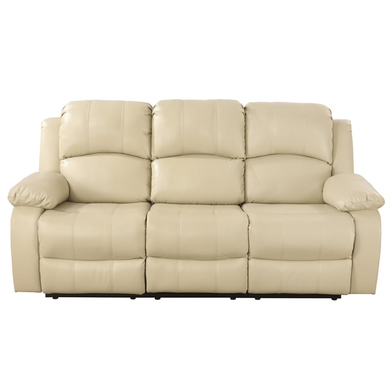 CRO Decor Beige Recycled Leather 3-Piece Couch Living Room Sofa Set