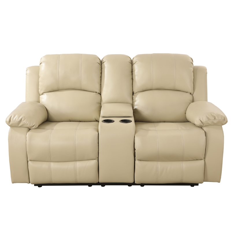 CRO Decor Beige Recycled Leather 3-Piece Couch Living Room Sofa Set
