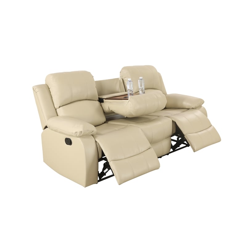 CRO Decor Beige Recycled Leather 3-Piece Couch Living Room Sofa Set