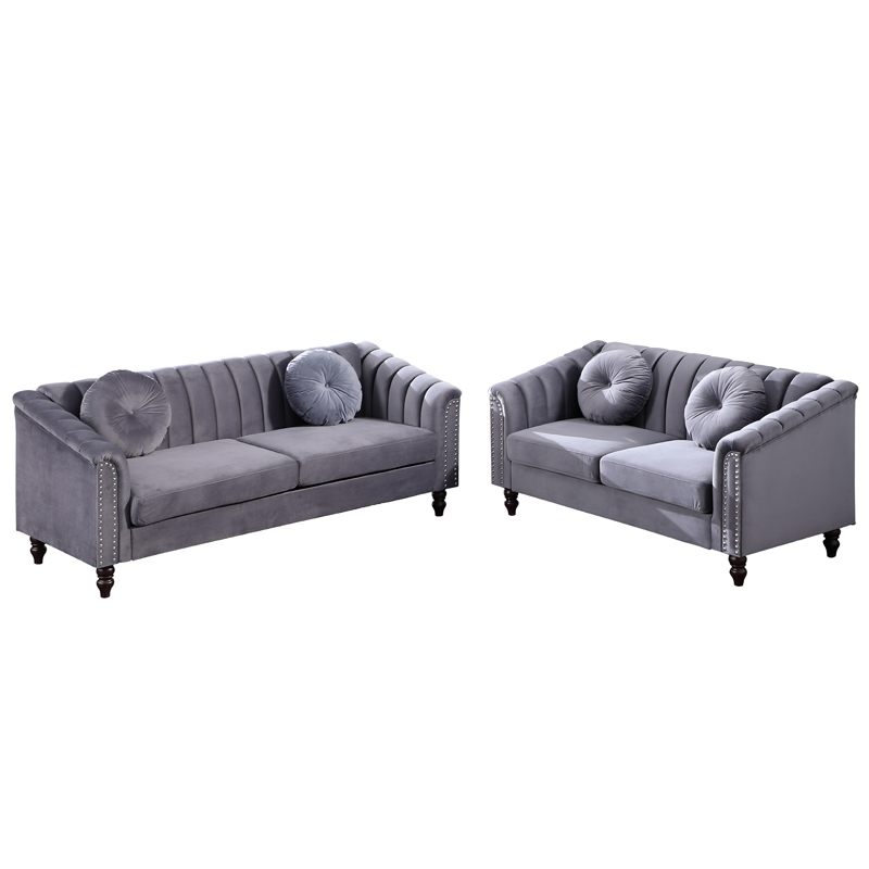 CRO Decor  Lint 3-Piece Living Room Combination Sofa with Gray