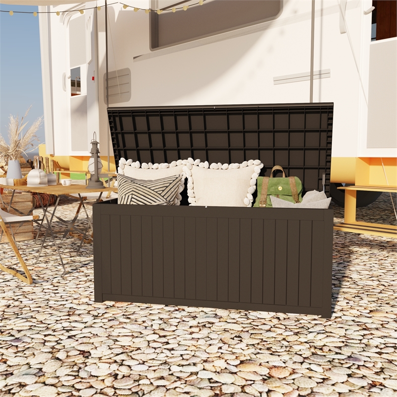 CRO Decor 180 Gallon Black Outdoor Waterproof Storag Box for Yard