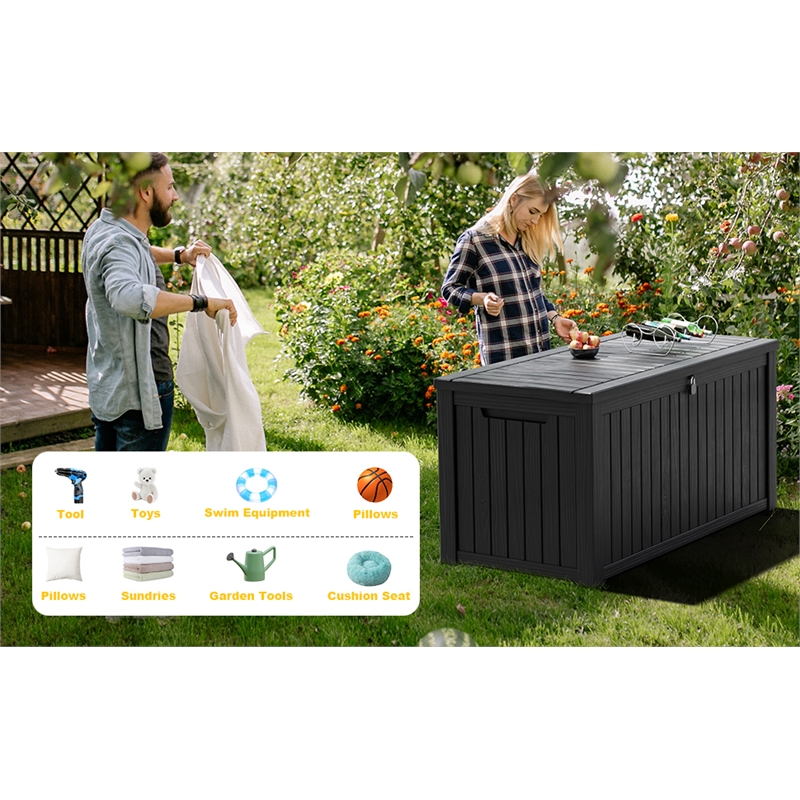 CRO Decor 180 Gallon Black Outdoor Waterproof Storag Box for Yard