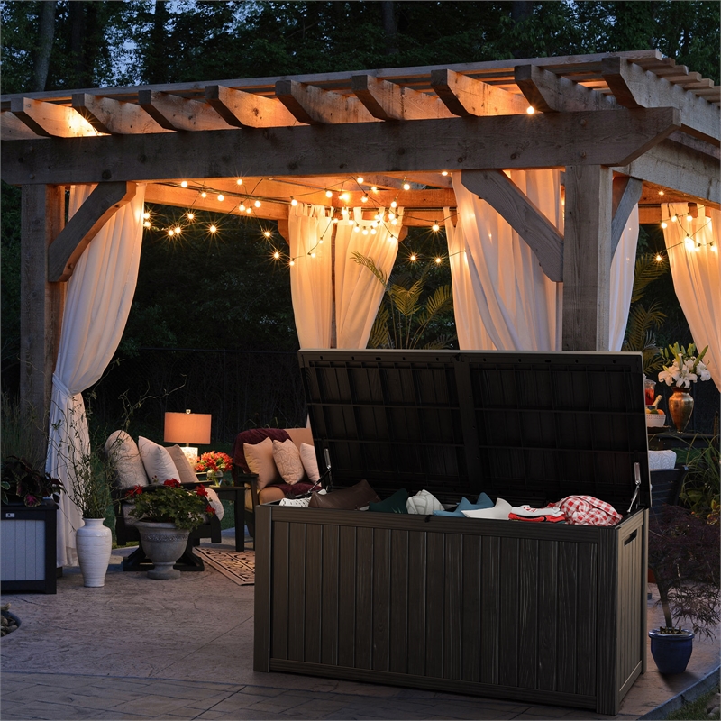 CRO Decor 180 Gallon Black Outdoor Waterproof Storag Box for Yard