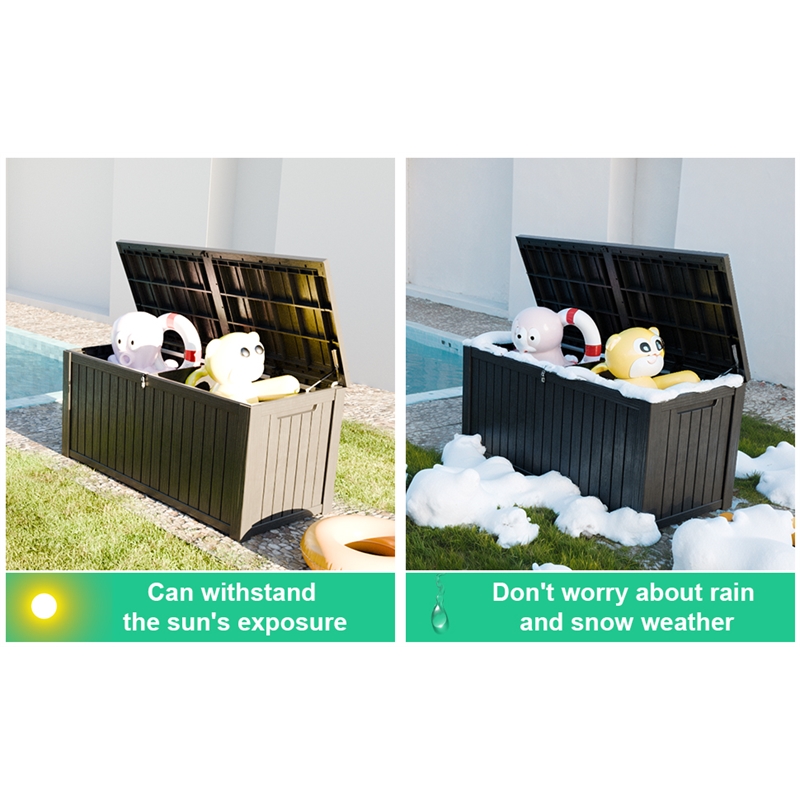 CRO Decor 180 Gallon Black Outdoor Waterproof Storag Box for Yard