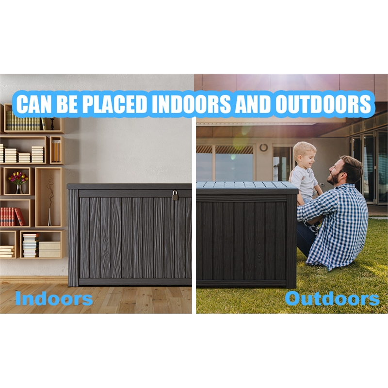 CRO Decor 180 Gallon Black Outdoor Waterproof Storag Box for Yard