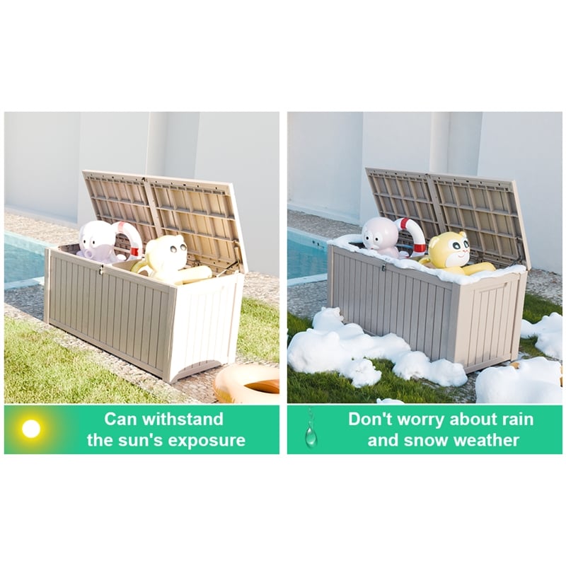 CRO Decor 180 Gallon Light Coffee Color Outdoor Waterproof Storag Box for Yard