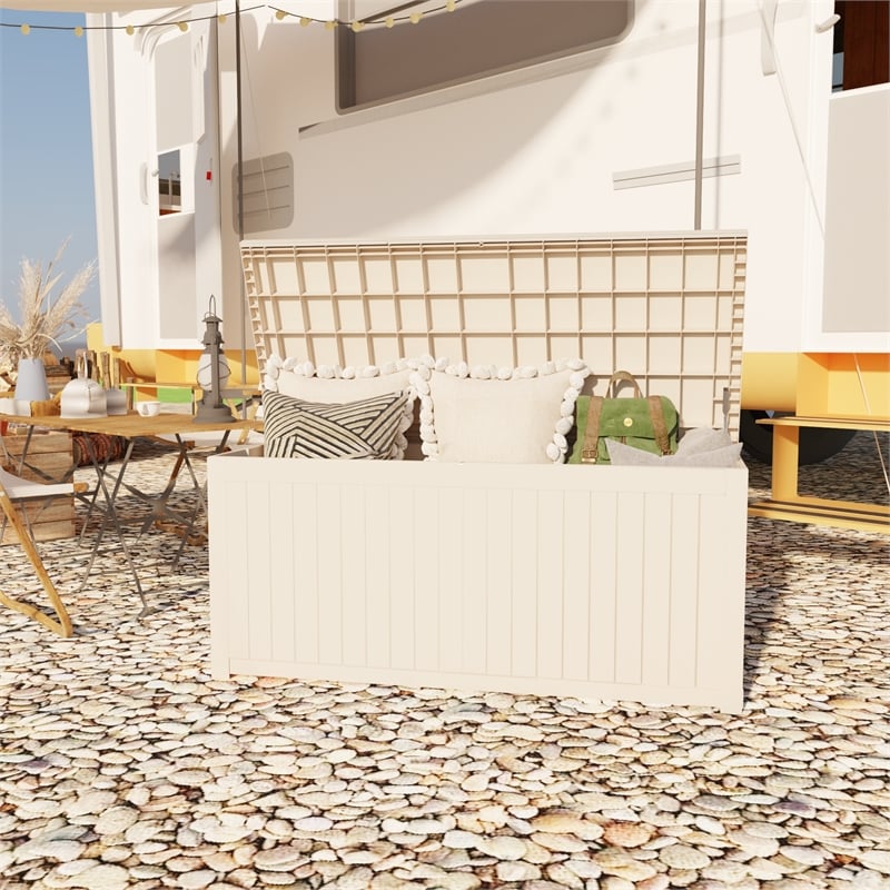 CRO Decor 180 Gallon Light Coffee Color Outdoor Waterproof Storag Box for Yard