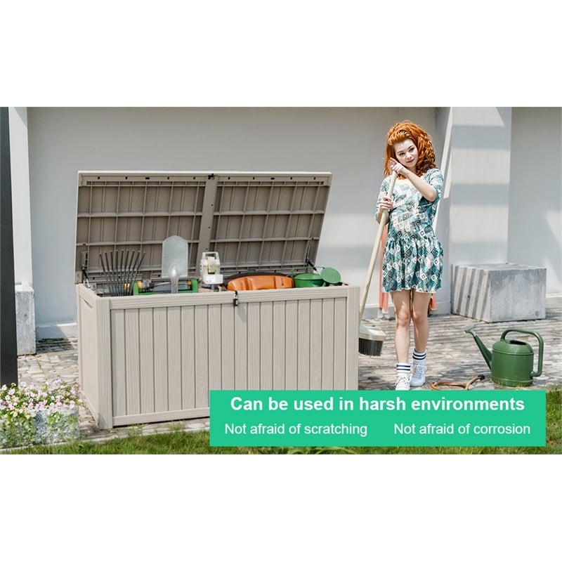 CRO Decor 180 Gallon Light Coffee Color Outdoor Waterproof Storag Box for Yard