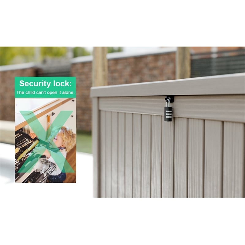 CRO Decor 180 Gallon Light Coffee Color Outdoor Waterproof Storag Box for Yard