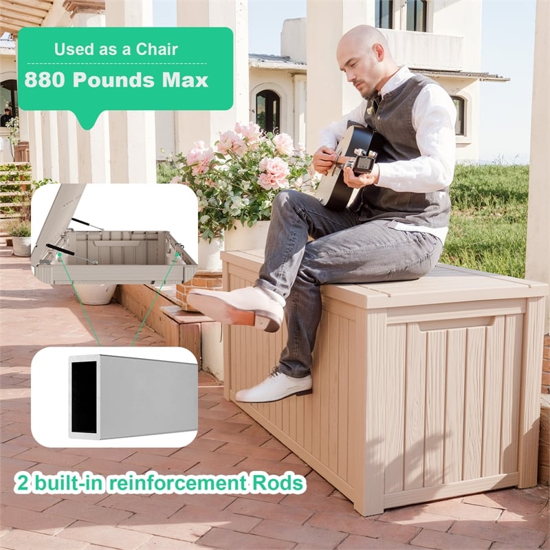 CRO Decor 180 Gallon Light Coffee Color Outdoor Waterproof Storag Box for Yard