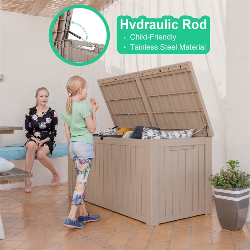 CRO Decor 180 Gallon Light Coffee Color Outdoor Waterproof Storag Box for Yard