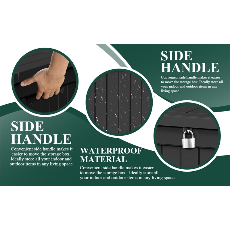 CRO Decor 230 Gallon Black Outdoor Waterproof Storag Box for Yard