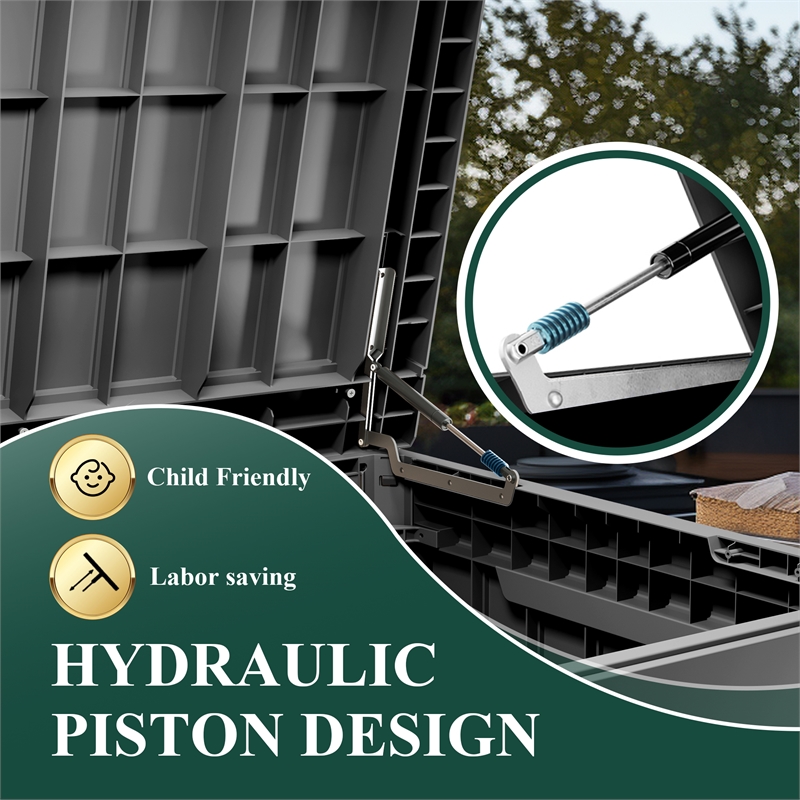 CRO Decor 230 Gallon Black Outdoor Waterproof Storag Box for Yard