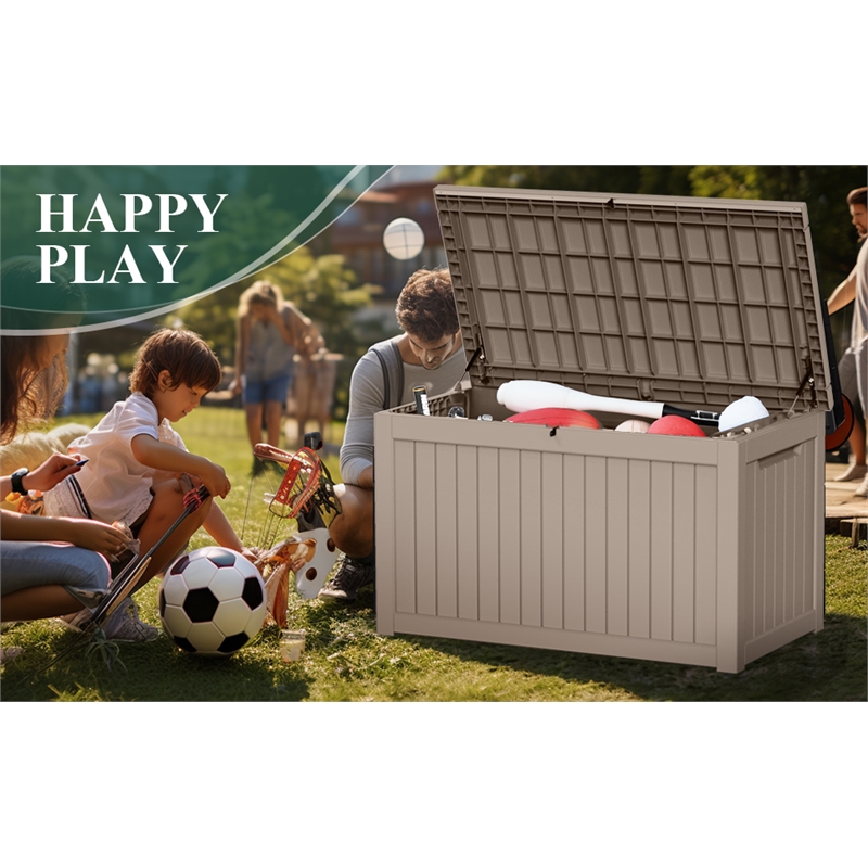 CRO Decor 230 Gallon Light Coffee Color Outdoor Waterproof Storag Box for Yard
