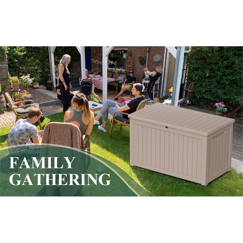 CRO Decor 230 Gallon Light Coffee Color Outdoor Waterproof Storag Box for Yard