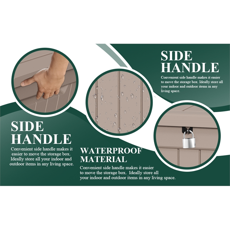 CRO Decor 230 Gallon Light Coffee Color Outdoor Waterproof Storag Box for Yard