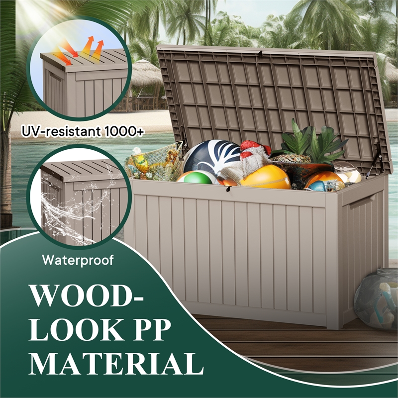 CRO Decor 230 Gallon Light Coffee Color Outdoor Waterproof Storag Box for Yard