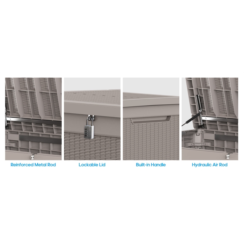 CRO Decor 260 Gallon Light Coffee Color Outdoor Waterproof Storag Box for Yard