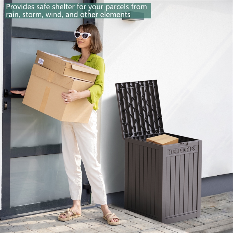 CRO Decor PP Material Outdoor Package Delivery Box with Light Coffee Color