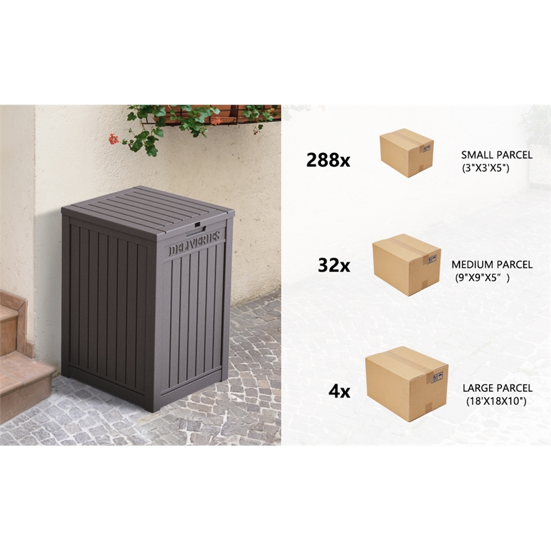 CRO Decor PP Material Outdoor Package Delivery Box with Light Coffee Color