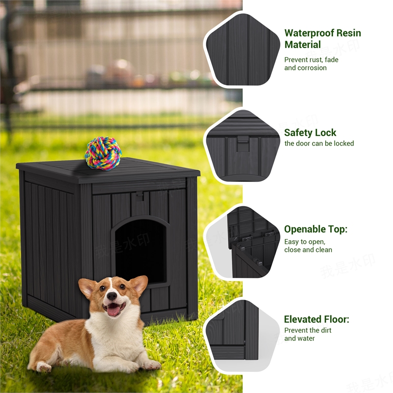 CRO Decor Black Outdoor Pet House Suitable for Small and Meium-sized Pets