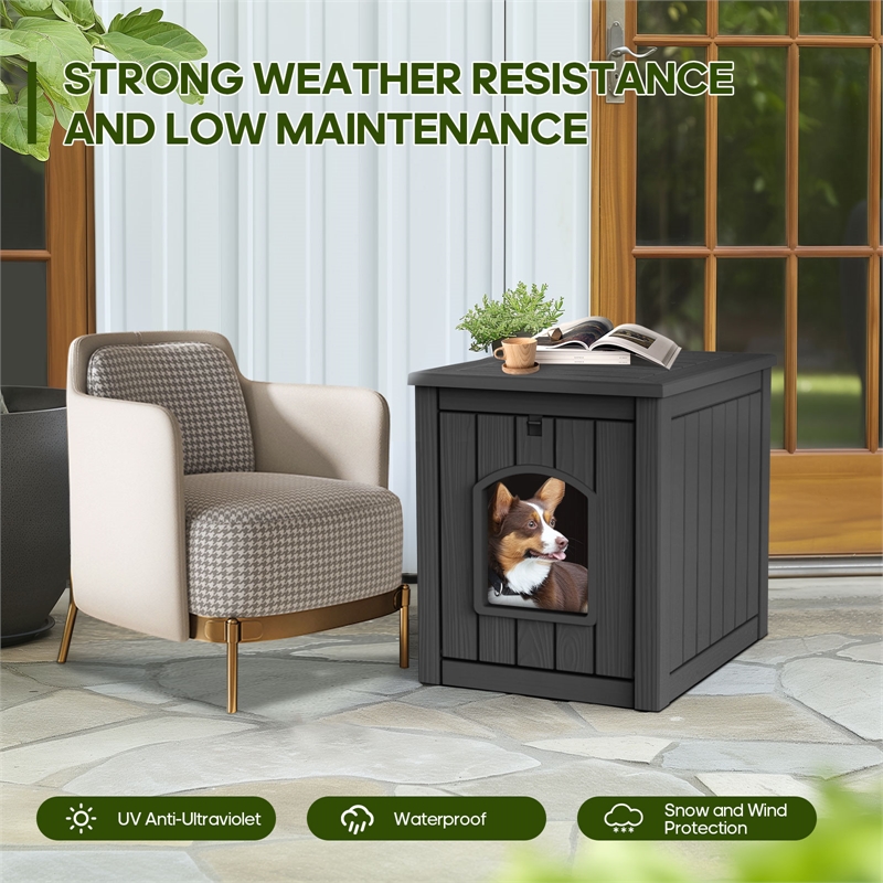 CRO Decor Black Outdoor Pet House Suitable for Small and Meium-sized Pets