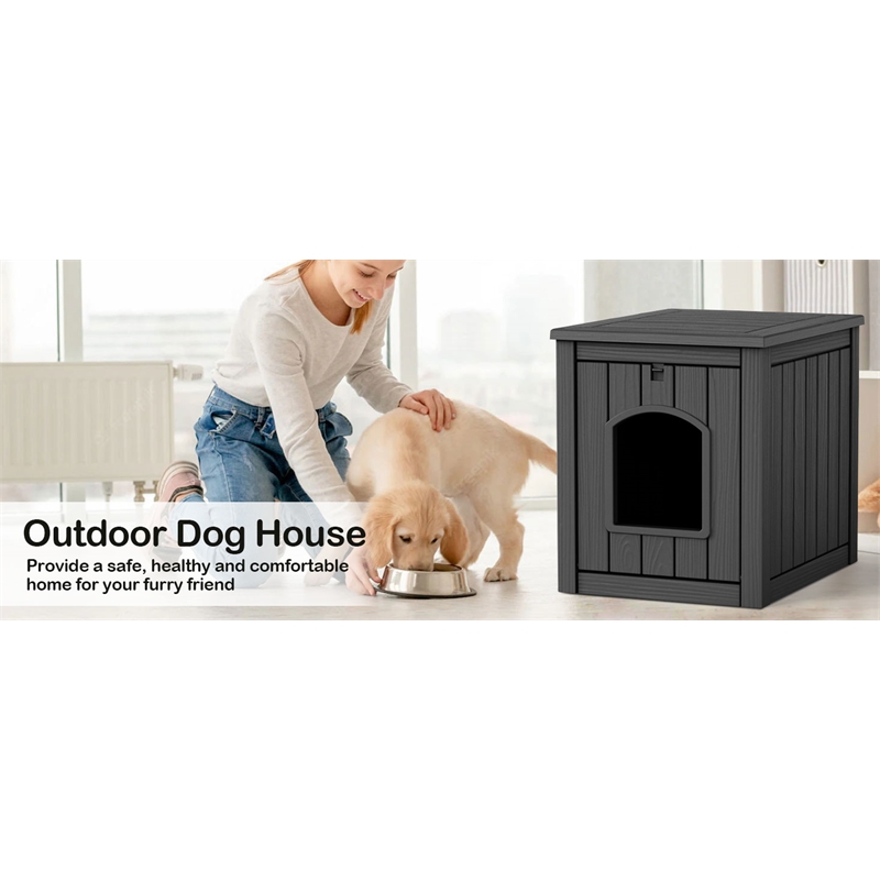 CRO Decor Black Outdoor Pet House Suitable for Small and Meium-sized Pets