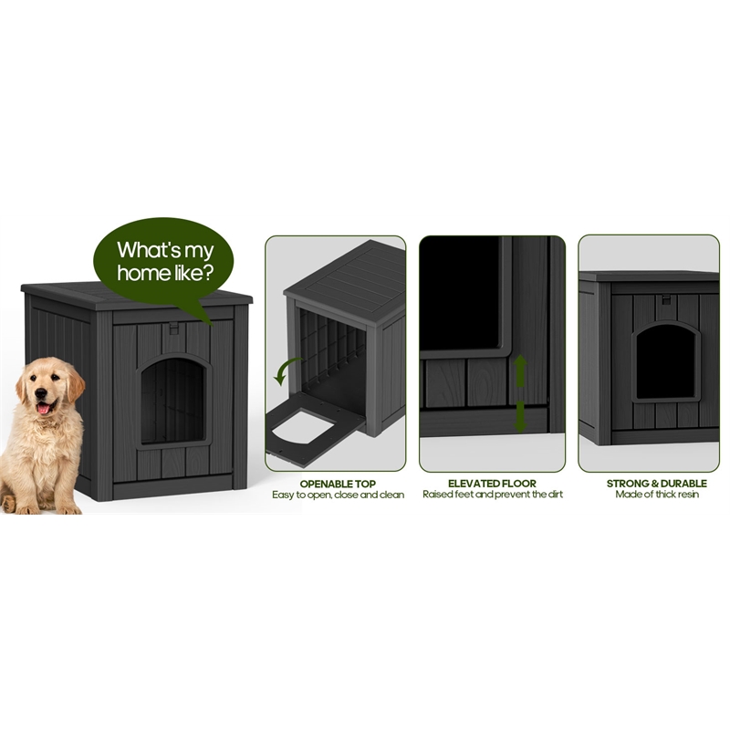 CRO Decor Black Outdoor Pet House Suitable for Small and Meium-sized Pets