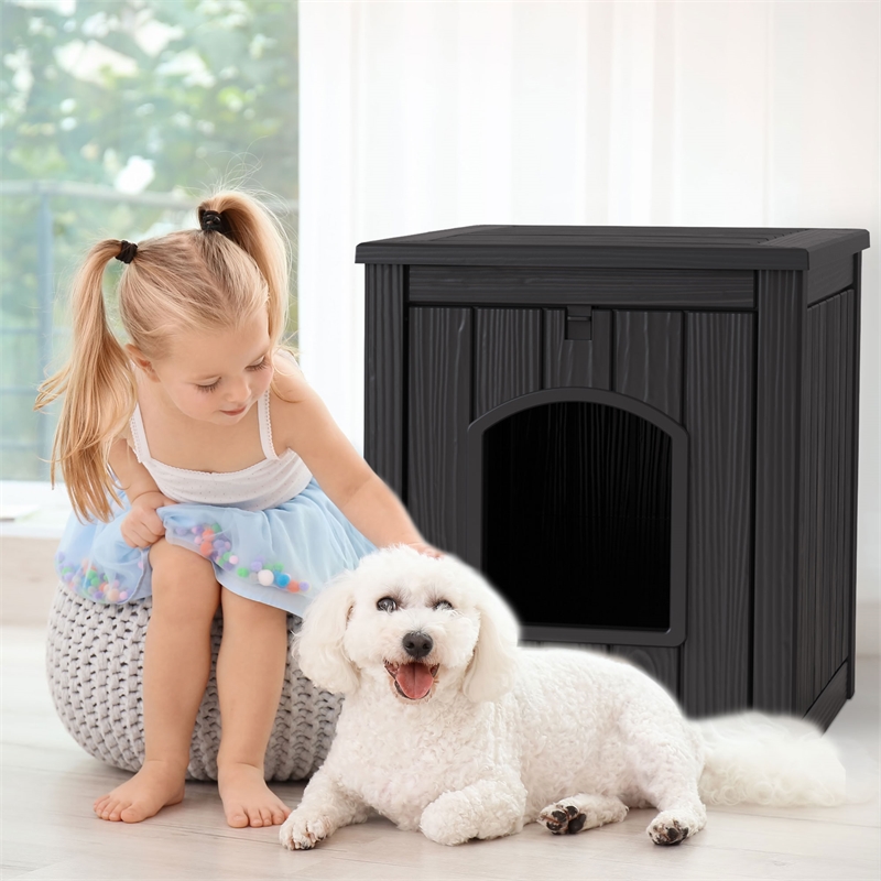 CRO Decor Black Outdoor Pet House Suitable for Small and Meium-sized Pets