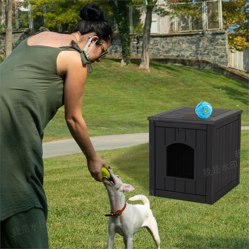 CRO Decor Black Outdoor Pet House Suitable for Small and Meium-sized Pets