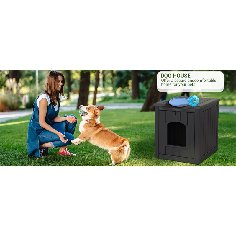 CRO Decor Black Outdoor Pet House Suitable for Small and Meium-sized Pets