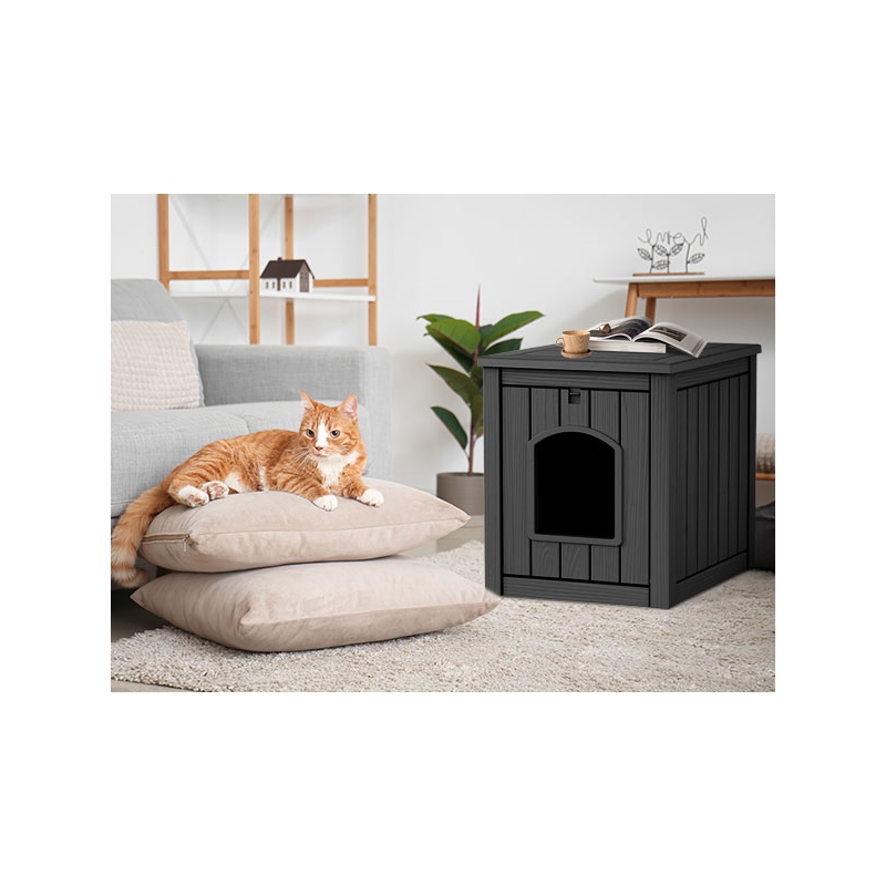 CRO Decor Black Outdoor Pet House Suitable for Small and Meium-sized Pets