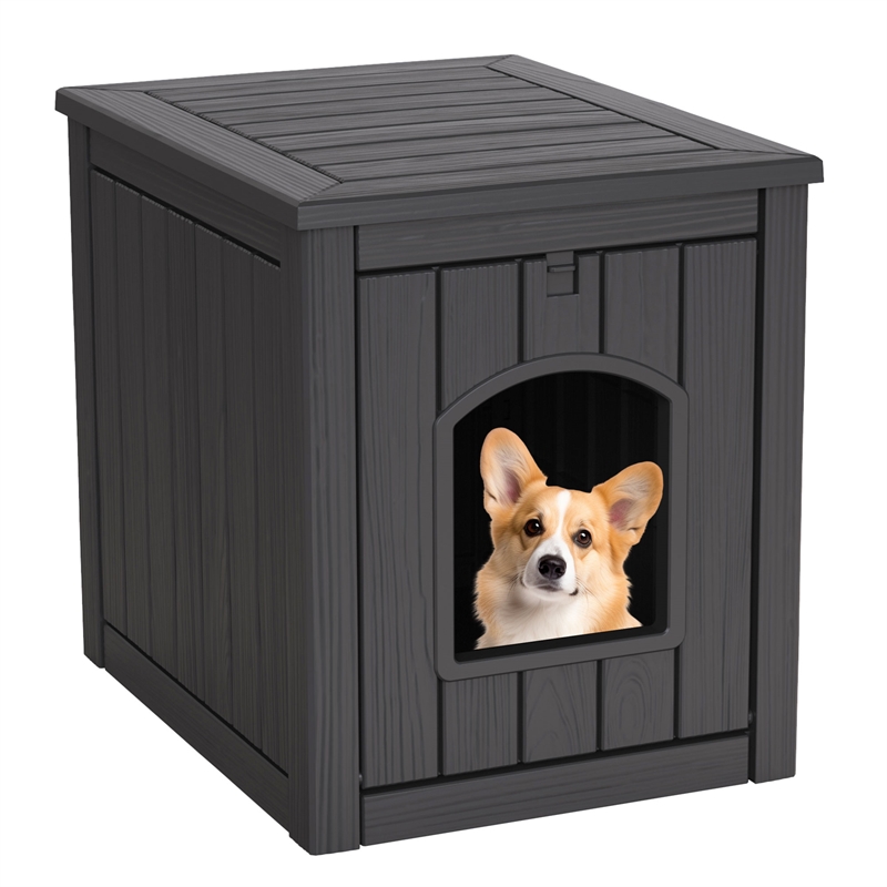 CRO Decor Black Outdoor Pet House Suitable for Small and Meium-sized Pets