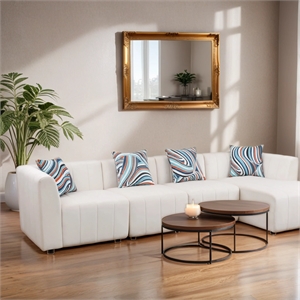 CRO Decor White Microfiber 4-Piece Living Room Sofa Set