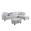 CRO Decor Gray White Flannel 3-Piece Couch Living Room Sofa Set