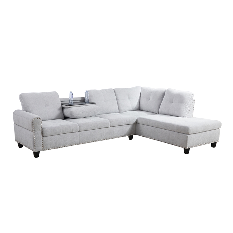 CRO Decor Gray White Flannel 3-Piece Couch Living Room Sofa Set