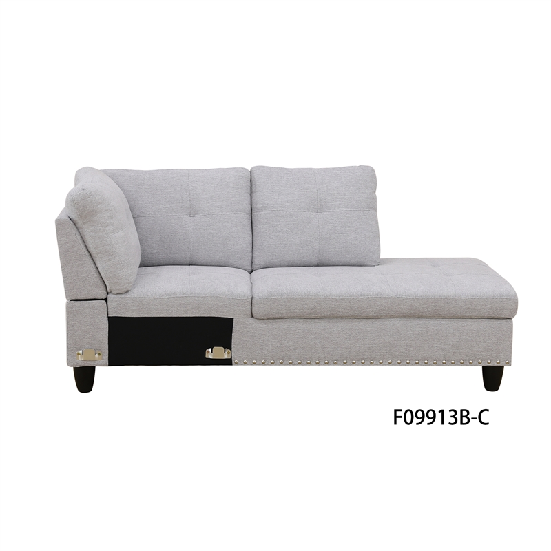 CRO Decor Gray White Flannel 3-Piece Couch Living Room Sofa Set