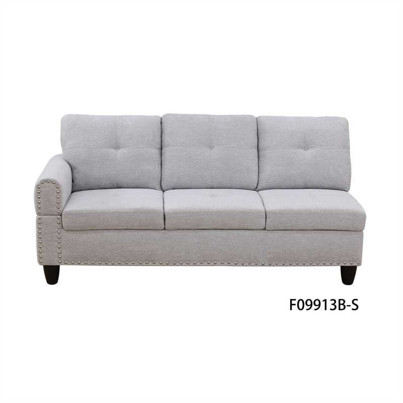 CRO Decor Gray White Flannel 3-Piece Couch Living Room Sofa Set